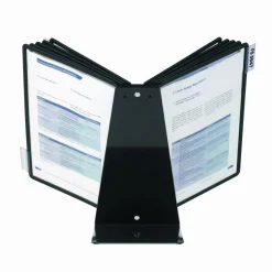 Durable VARIO Document Holder, 10 Panels 15.5 x 6.5 x 10.75, Black Borders
