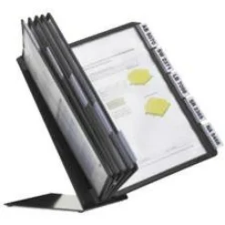 Durable VARIO Document Holder, 10 Panels 15.5 x 6.5 x 10.75, Black Borders