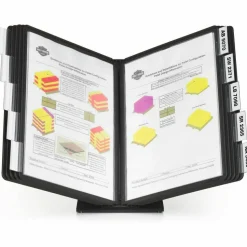 Durable VARIO Document Holder, 10 Panels 15.5 x 6.5 x 10.75, Black Borders