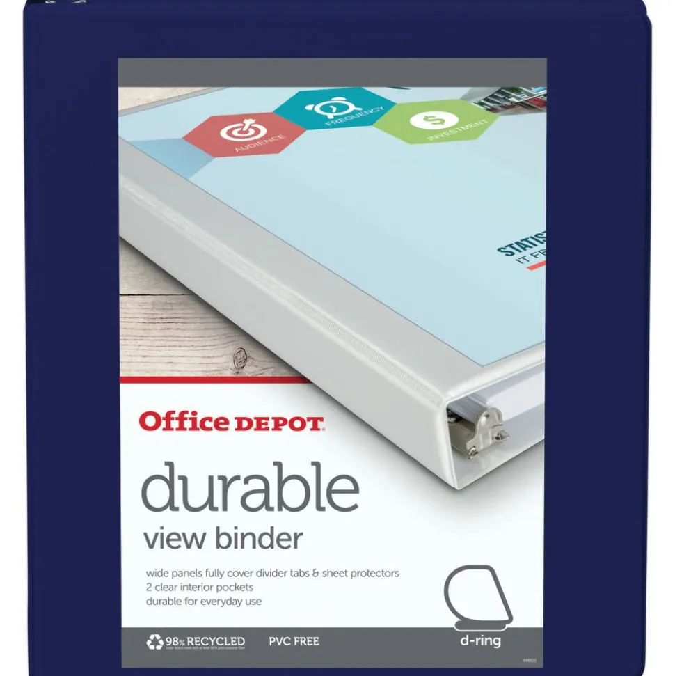 Durable View 3-Ring Binder, 1" D-Rings, Blue