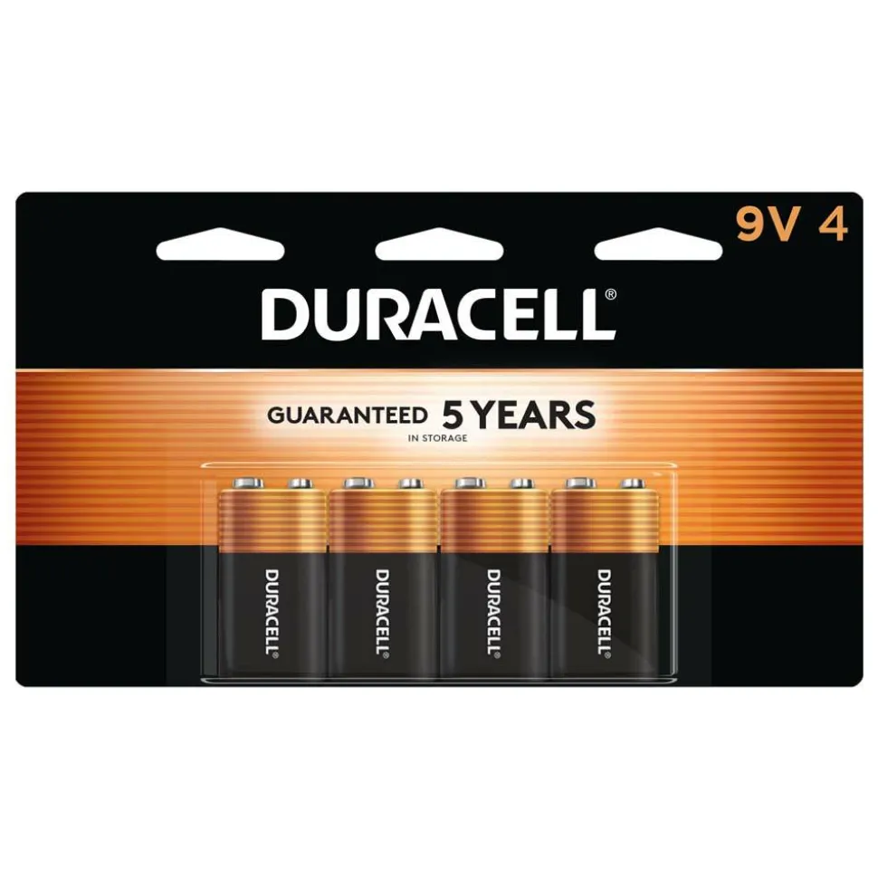 Duracell Coppertop 9V Alkaline Batteries, Pack of 4, MN16B4DW