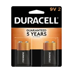 Duracell Coppertop 9V Alkaline Batteries, Pack of 2