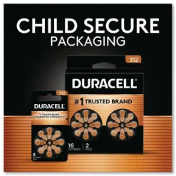 Duracell Hearing Aid Battery, #312, 16/Pack