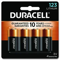 Duracell Specialty High-Power Lithium Batteries, 123, 3 V, 4/Pack