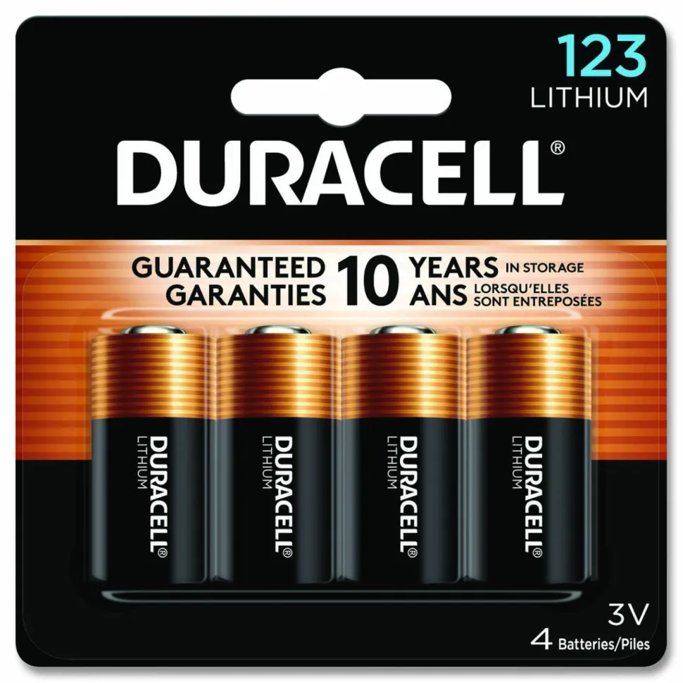 Duracell Specialty High-Power Lithium Batteries, 123, 3 V, 4/Pack