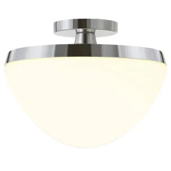 Durant 12.62" Wide Semi Flush Mount with Glass Shade in Polished Nickel/White Milk