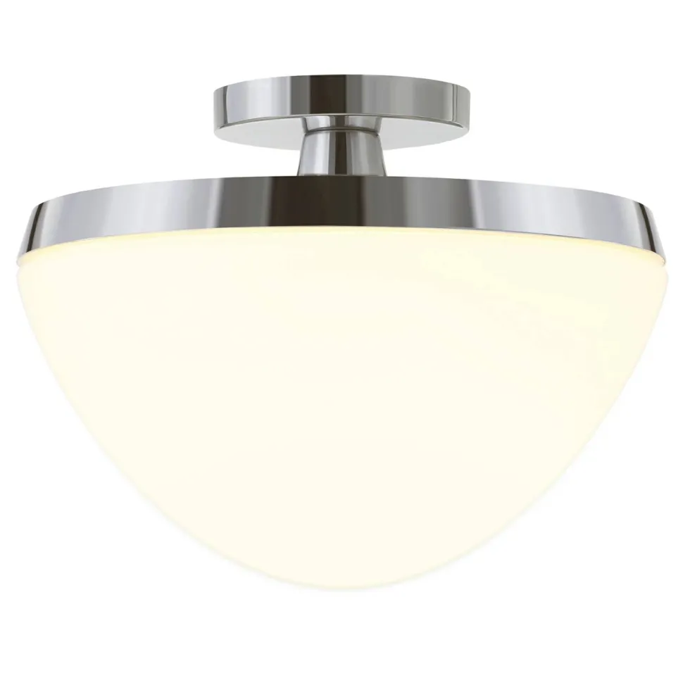 Durant 12.62" Wide Semi Flush Mount with Glass Shade in Polished Nickel/White Milk