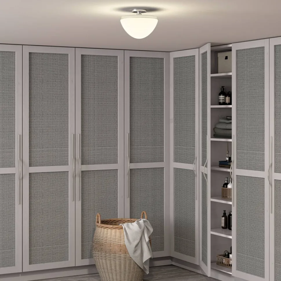 Durant 12.62" Wide Semi Flush Mount with Glass Shade in Polished Nickel/White Milk