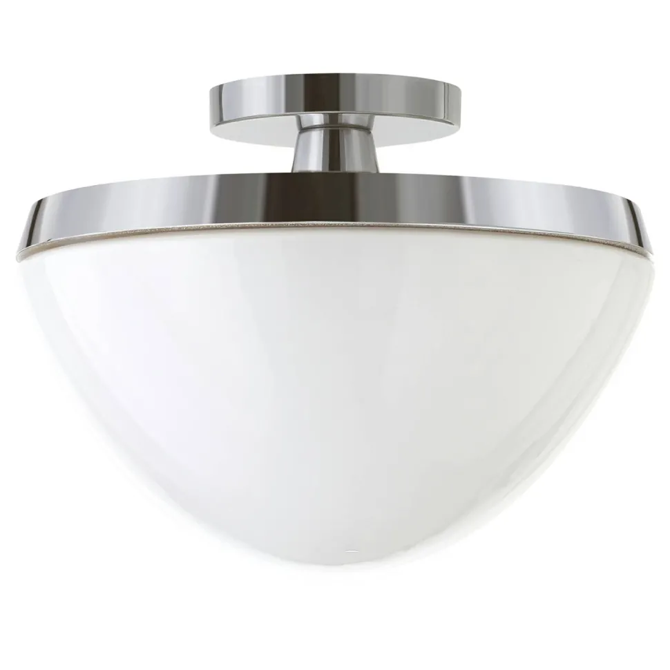 Durant 12.62" Wide Semi Flush Mount with Glass Shade in Polished Nickel/White Milk