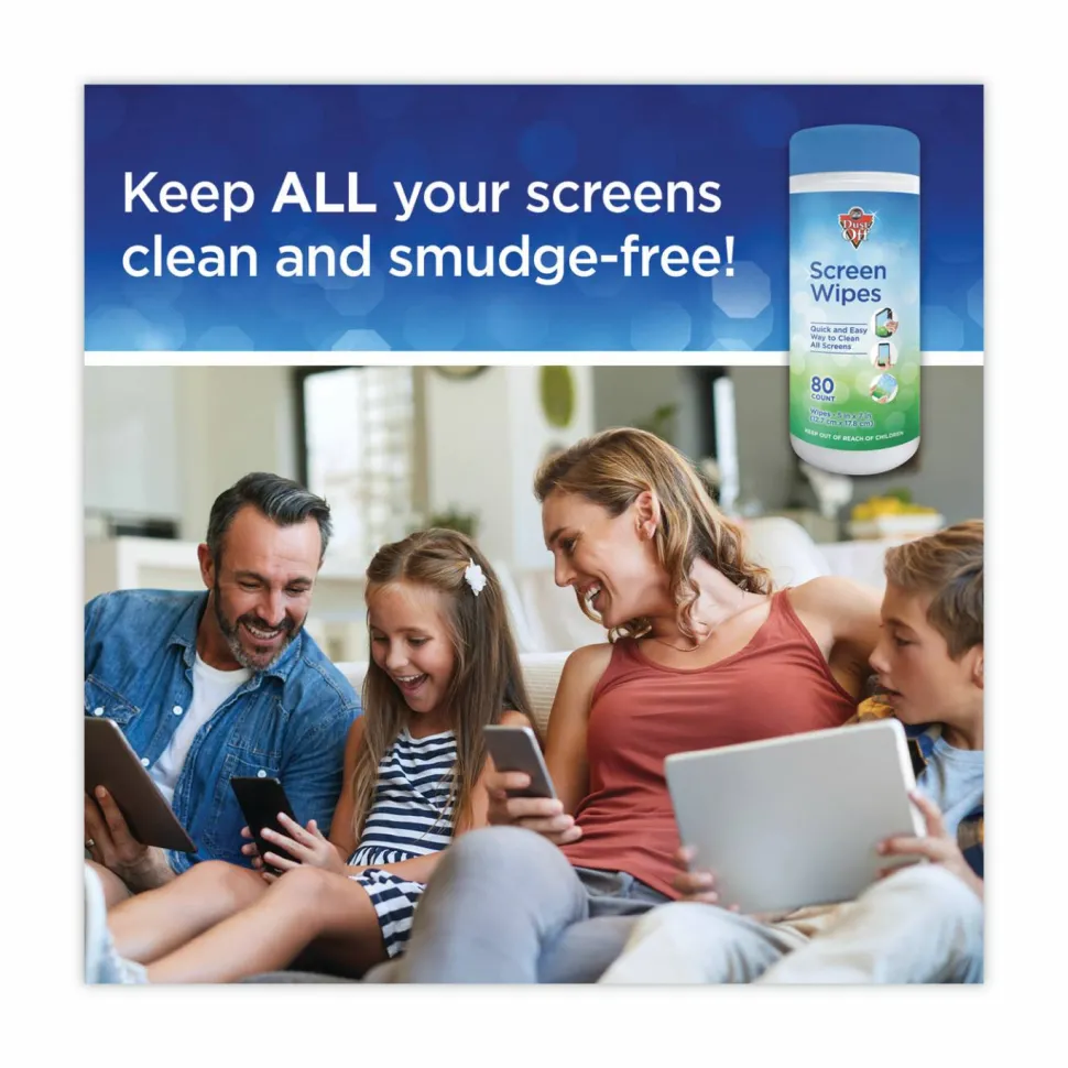 Dust Off Antistatic Monitor Wipes, Pack Of 80