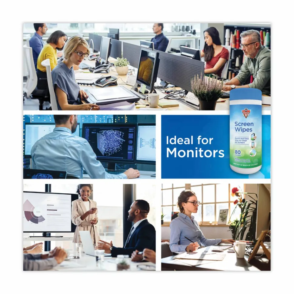 Dust Off Antistatic Monitor Wipes, Pack Of 80