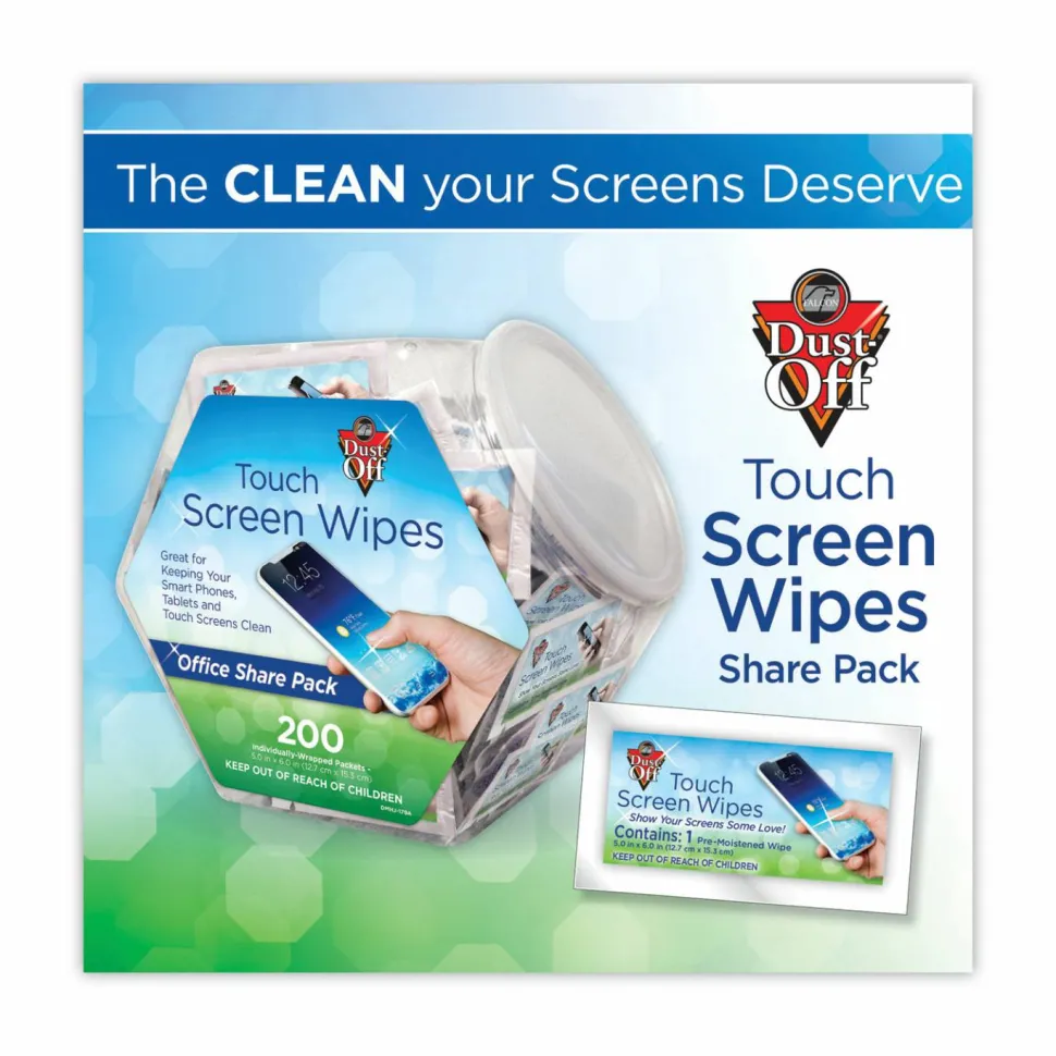 Dust-Off Antistatic Monitor Wipes, Pack Of 200