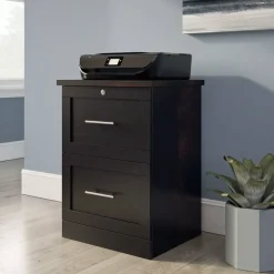 17"D Vertical 2-Drawer File Cabinet, Peppered Black