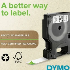 DYMO D1 45013 Black-On-White Tape, 0.5" x 23'