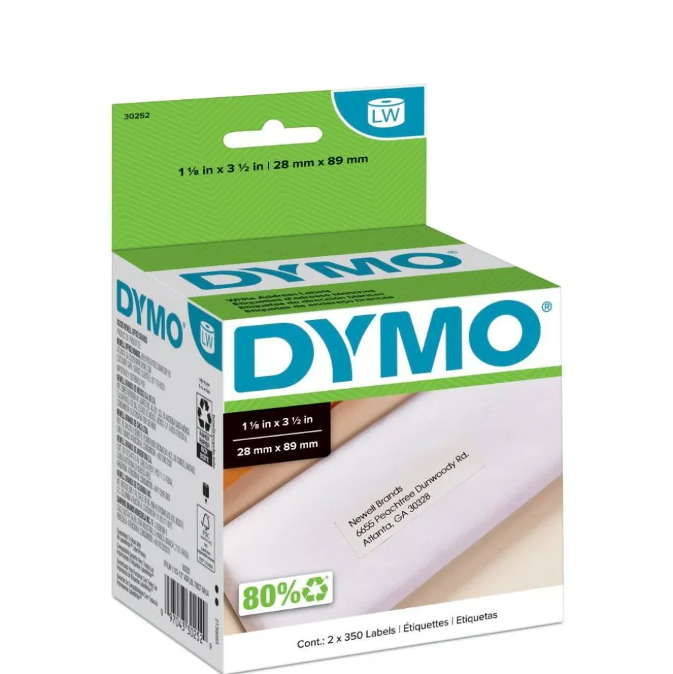 DYMO LabelWriter Address Labels, 1.12" x 3.5", White, 350 Labels/Roll, 2 Rolls/Pack