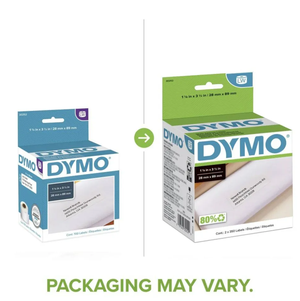 DYMO LabelWriter Address Labels, 1.12" x 3.5", White, 350 Labels/Roll, 2 Rolls/Pack
