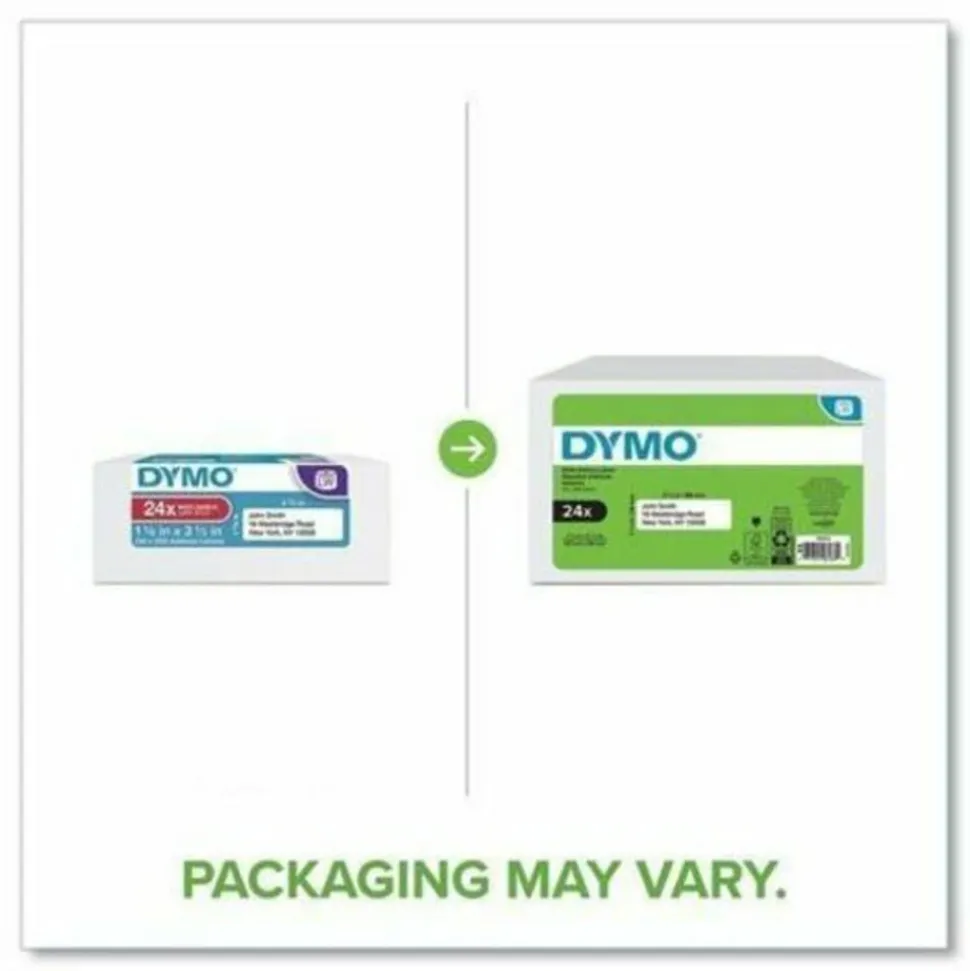 DYMO LabelWriter Address Labels, 1-1/8"H x 3-1/2"W, Rectangle, White, 350 Labels Per Roll, Pack Of 24 Rolls