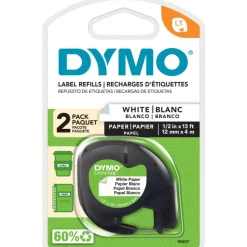 DYMO LT 10697 Black-On-White Tape, 0.5