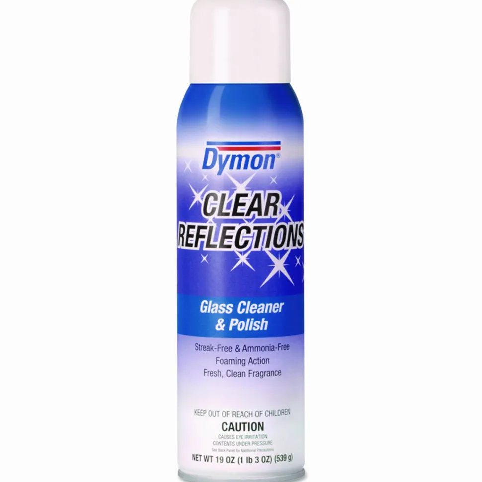 Dymon Clear Reflections Glass Cleaner Aerosol Spray, 20 Oz Can, Case Of 12