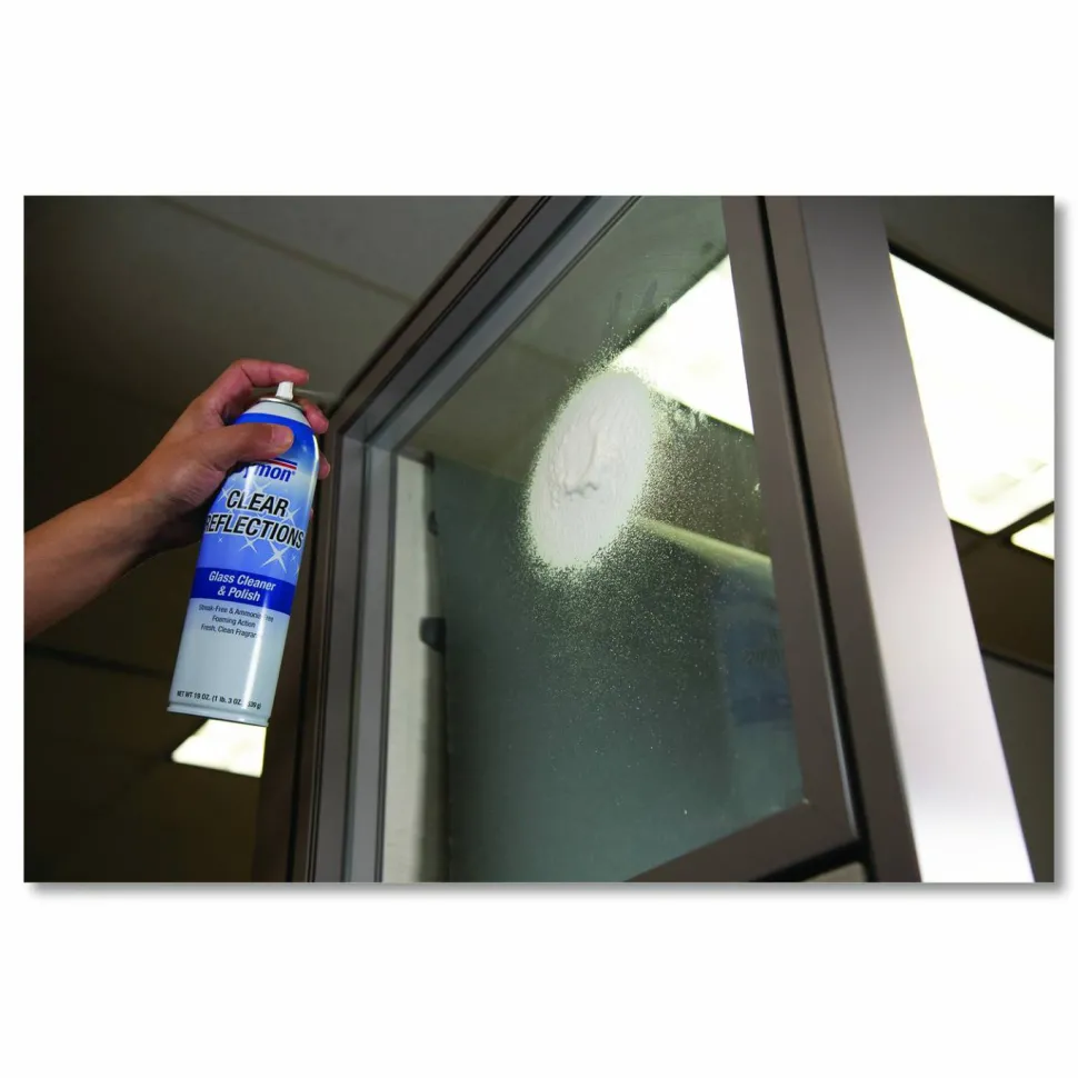 Dymon Clear Reflections Glass Cleaner Aerosol Spray, 20 Oz Can, Case Of 12