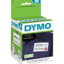 DYMO Visitor Management Time-Expiring Name Badges, Adhesive, 2.25