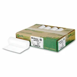 Earthsense Commercial Linear-Low-Density Recycled Tall Kitchen Bags, Open-Face, 13 gal, 24" x 33", White, 15 Bags/Roll, 10 Rolls/Box