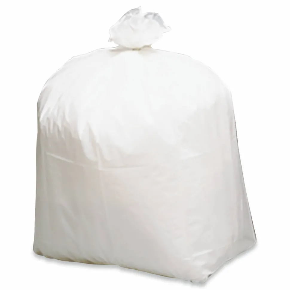 Earthsense Commercial Linear-Low-Density Recycled Tall Kitchen Bags, Open-Face, 13 gal, 24" x 33", White, 15 Bags/Roll, 10 Rolls/Box
