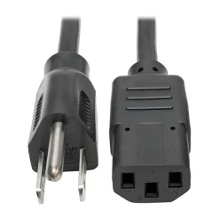 Eaton Tripp Lite Series Desktop Computer AC Power Cable, NEMA 5-15P to C13 - 10A, 125V, 18 AWG, 25 ft. (7.62 m), Black