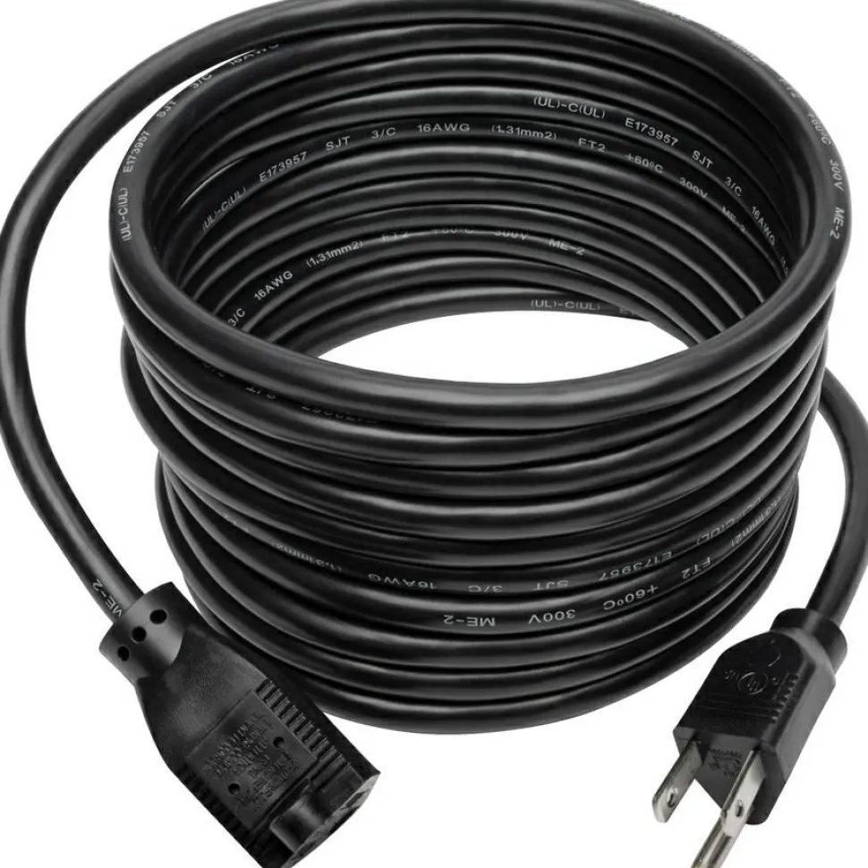 Eaton Tripp Lite Series Power Extension Cord, NEMA 5-15P to NEMA 5-15R - 13A, 120V, 16 AWG, 15 ft. (4.57 m), Black