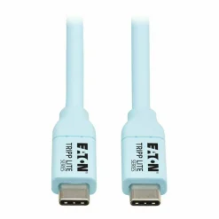 Eaton Tripp Lite Series Safe-IT USB-C Cable (M/M), Antibacterial, Ultra Flexible, 240W PD Charging, Light Blue, 6 ft. (1.8 m)