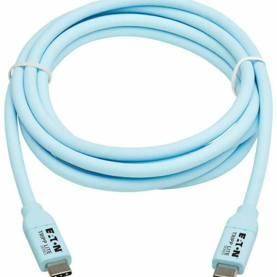 Eaton Tripp Lite Series Safe-IT USB-C Cable (M/M), Antibacterial, Ultra Flexible, 240W PD Charging, Light Blue, 6 ft. (1.8 m)