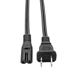 Eaton Tripp Lite Series 2-Slot Non-Polarized Replacement Power Cord, 1-15P to C7 - 10A, 120V, 18 AWG, 6 ft. (1.83 m), Black