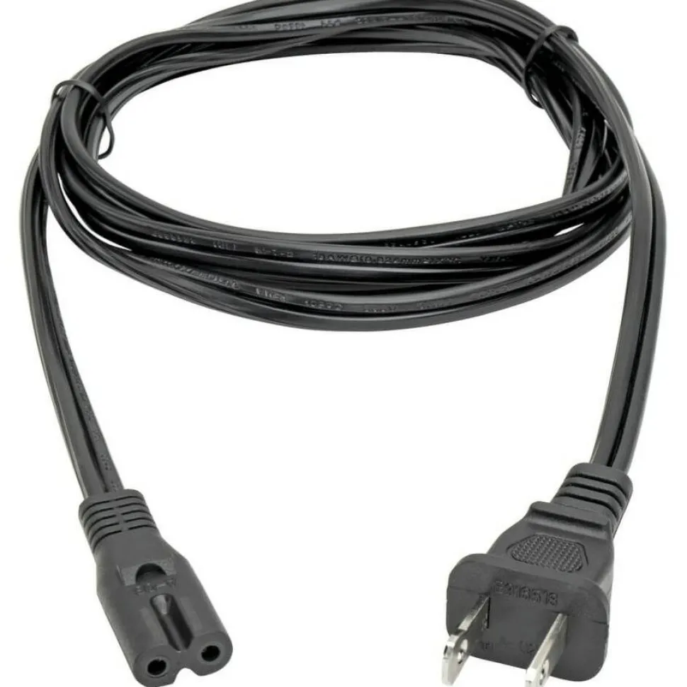 Eaton Tripp Lite Series 2-Slot Non-Polarized Replacement Power Cord, 1-15P to C7 - 10A, 120V, 18 AWG, 6 ft. (1.83 m), Black