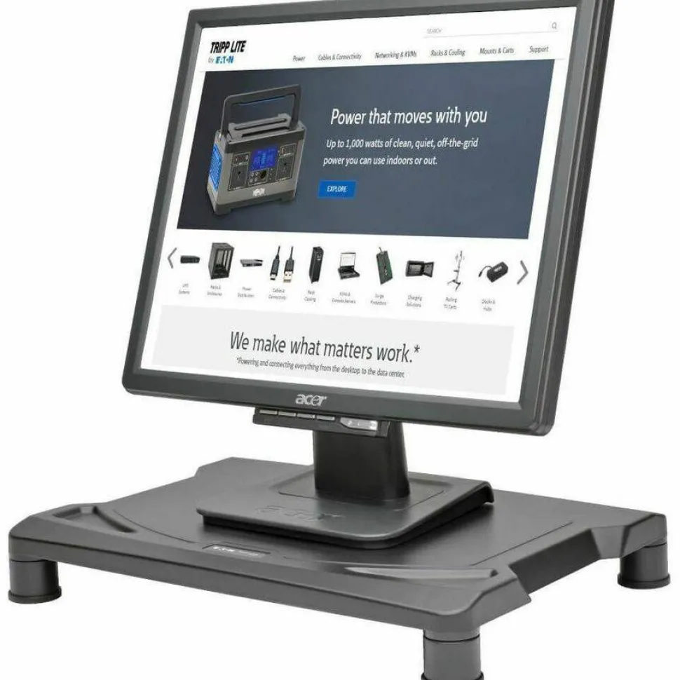Eaton Tripp Lite Series Universal Monitor Riser, Height-Adjustable, Black, TAA, MR1612