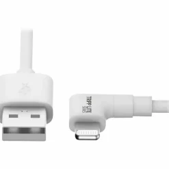 Eaton Tripp Lite Series USB-A to Right-Angle Lightning Sync/Charge Cable, MFi Certified - White, M/M, USB 2.0, 6 ft. (1.83 m)