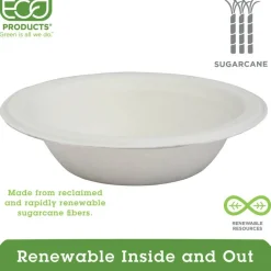 Eco-Products Eco Vanguard Sugarcane Bowls, 12 Oz, Case Of 1000 Bowls