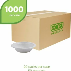 Eco-Products Eco Vanguard Sugarcane Bowls, 12 Oz, Case Of 1000 Bowls