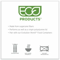 Eco-Products Evolution World EcoLid 25% Recycled Food Container Lid, Fits 12 to 32 oz Containers, White, Plastic, 500/Carton