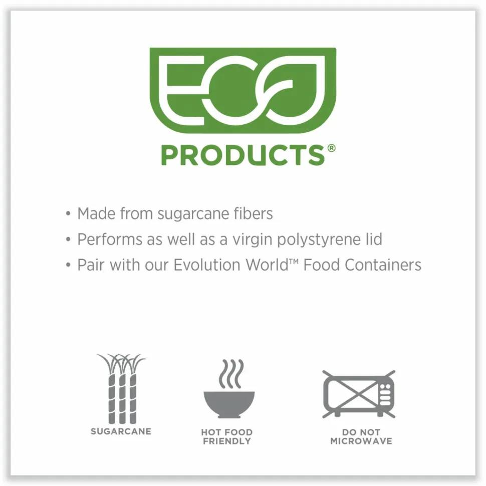 Eco-Products Evolution World EcoLid 25% Recycled Food Container Lid, Fits 12 to 32 oz Containers, White, Plastic, 500/Carton