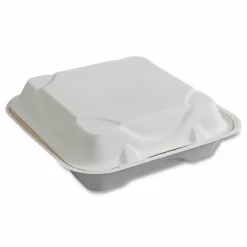 Eco-Products Vanguard Renewable and Sugarcane Clamshells, 9 x 9 x 3, White, 200/Carton