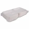 Eco-Products Vanguard Renewable and Sugarcane Clamshells, 3 Compartments, 9 x 9 x 3, White, 200/Carton