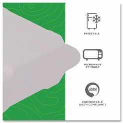 Eco-Products Vanguard Renewable and Sugarcane Clamshells, 3 Compartments, 9 x 9 x 3, White, 200/Carton