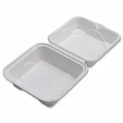 Eco-Products Vanguard Renewable and Sugarcane Clamshells, 6 x 6 x 3, White, 500/Carton