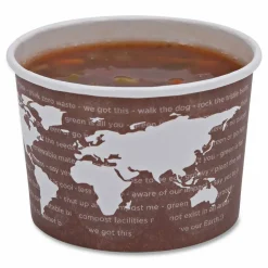 Eco-Products World Art Renewable and Food Container, 8 oz, 3.04" Diameter x 2.3" h, Plum, Paper, 50/Pack, 20 Packs/Carton