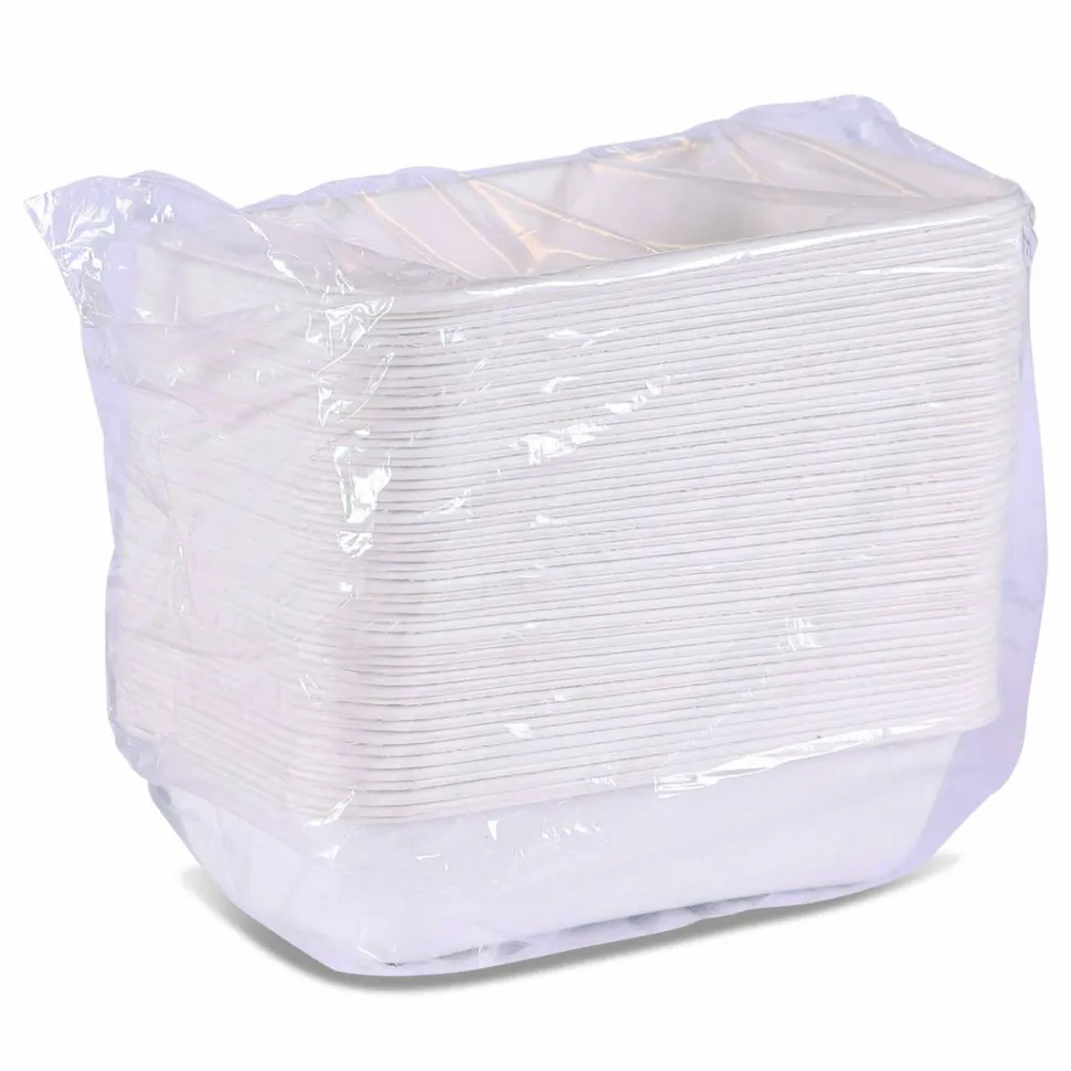 Eco-Products WorldView Vanguard Rectangular Container, 32 oz, 4.71 x 7.01 x 1.04, White, Sugarcane Fiber, 400/Carton
