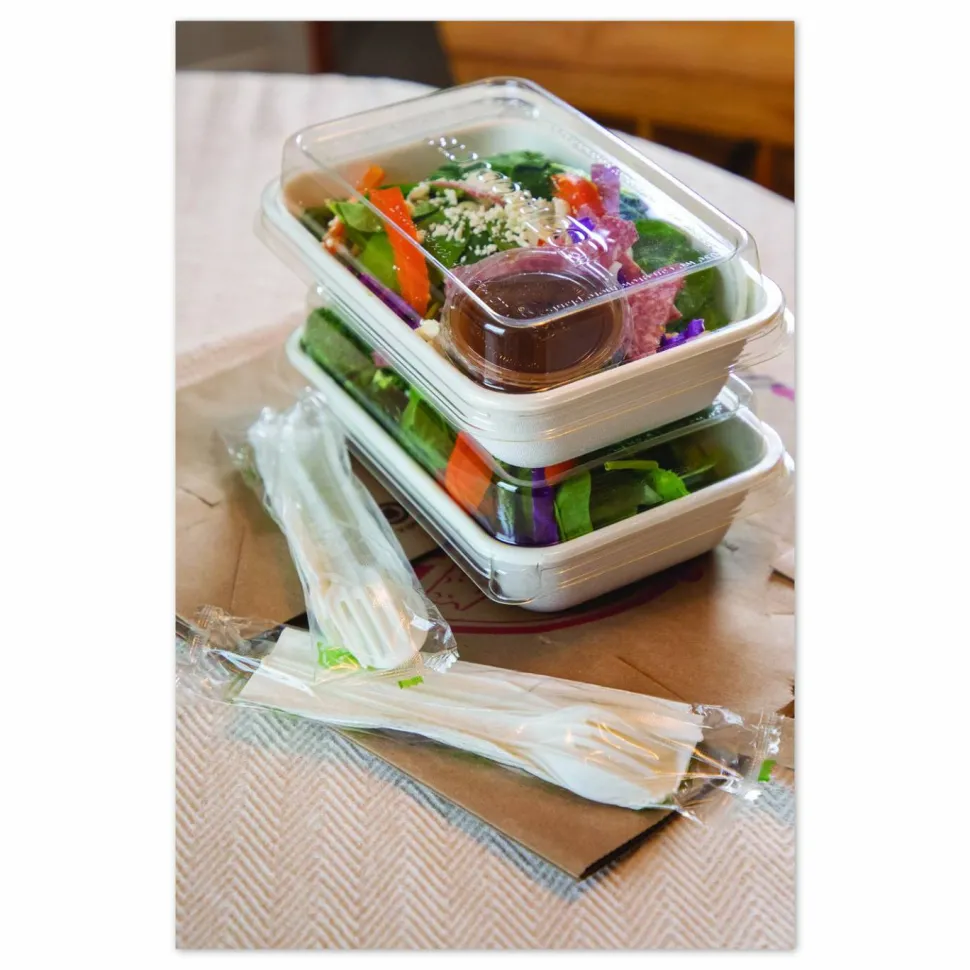 Eco-Products WorldView Vanguard Rectangular Container, 32 oz, 4.71 x 7.01 x 1.04, White, Sugarcane Fiber, 400/Carton