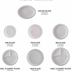 Eco-Products Vanguard Renewable and Sugarcane Plates, 9" dia, White, 500/Carton