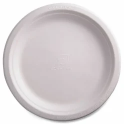 Eco-Products Vanguard Renewable and Sugarcane Plates, 9" dia, White, 500/Carton
