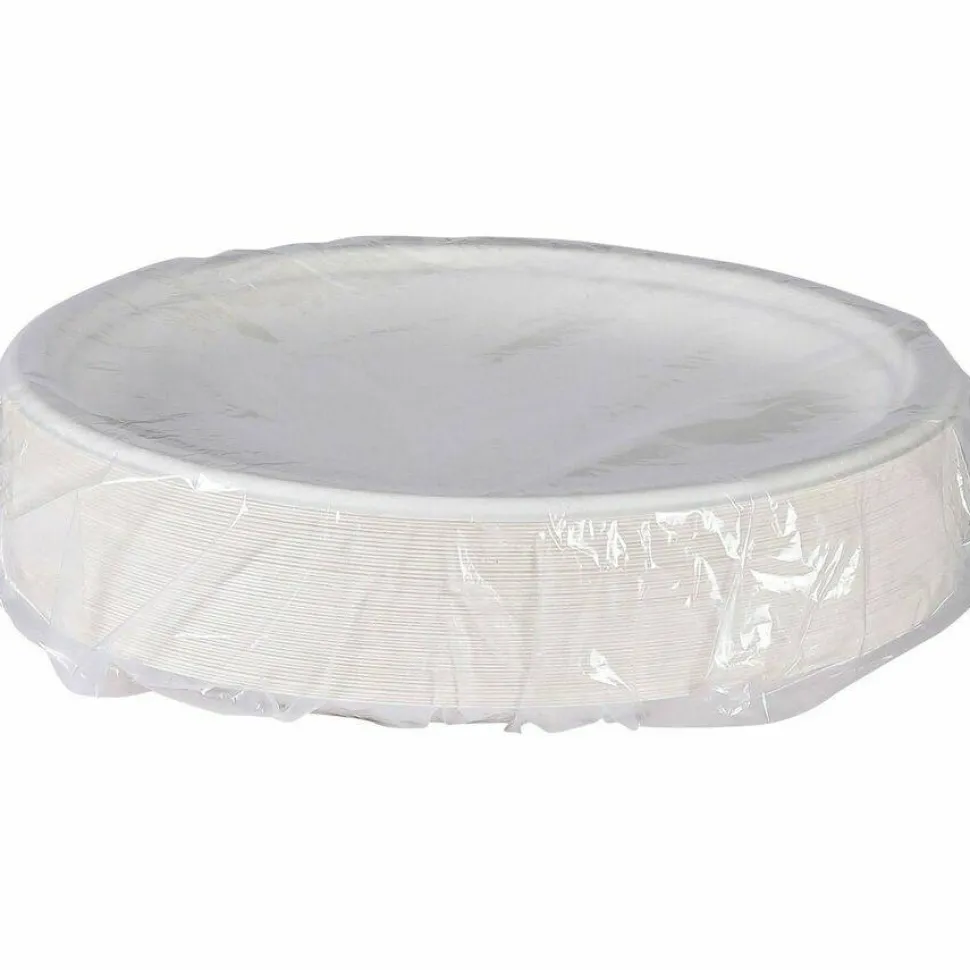 Eco-Products Vanguard Renewable and Sugarcane Plates, 10" dia, White, 500/Carton