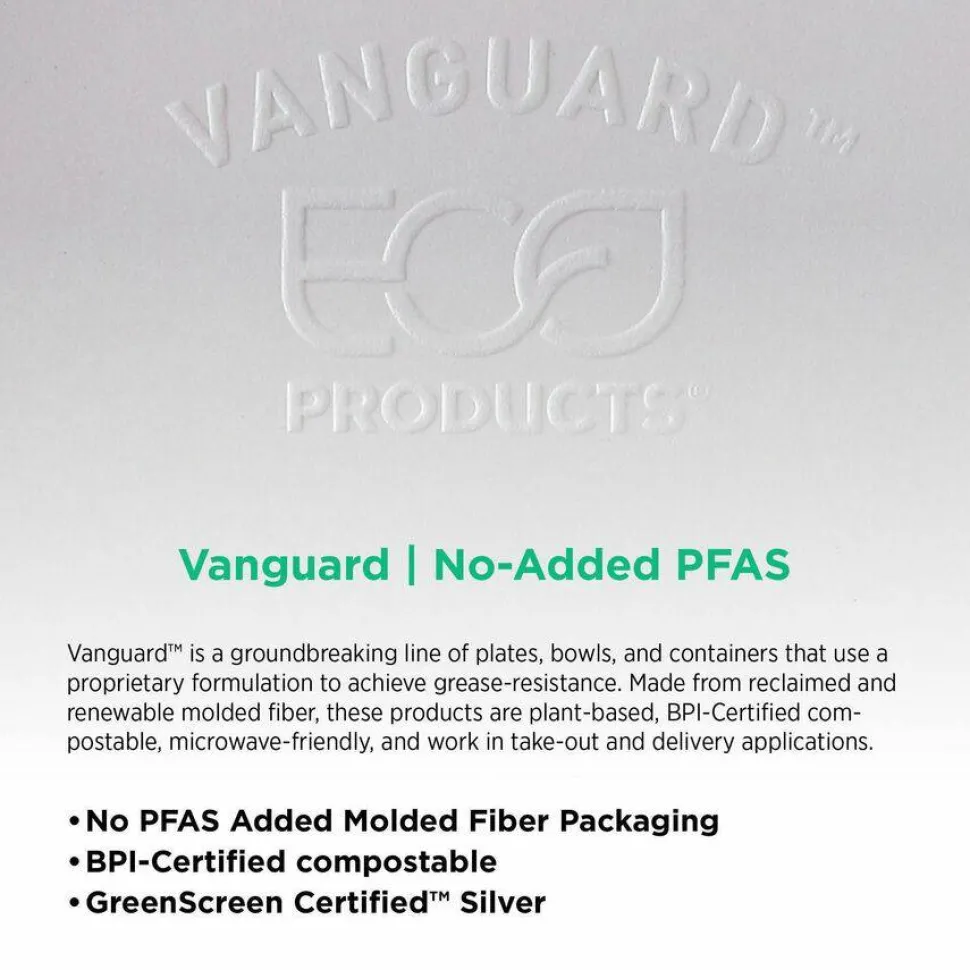 Eco-Products Vanguard Renewable and Sugarcane Plates, 10" dia, White, 500/Carton
